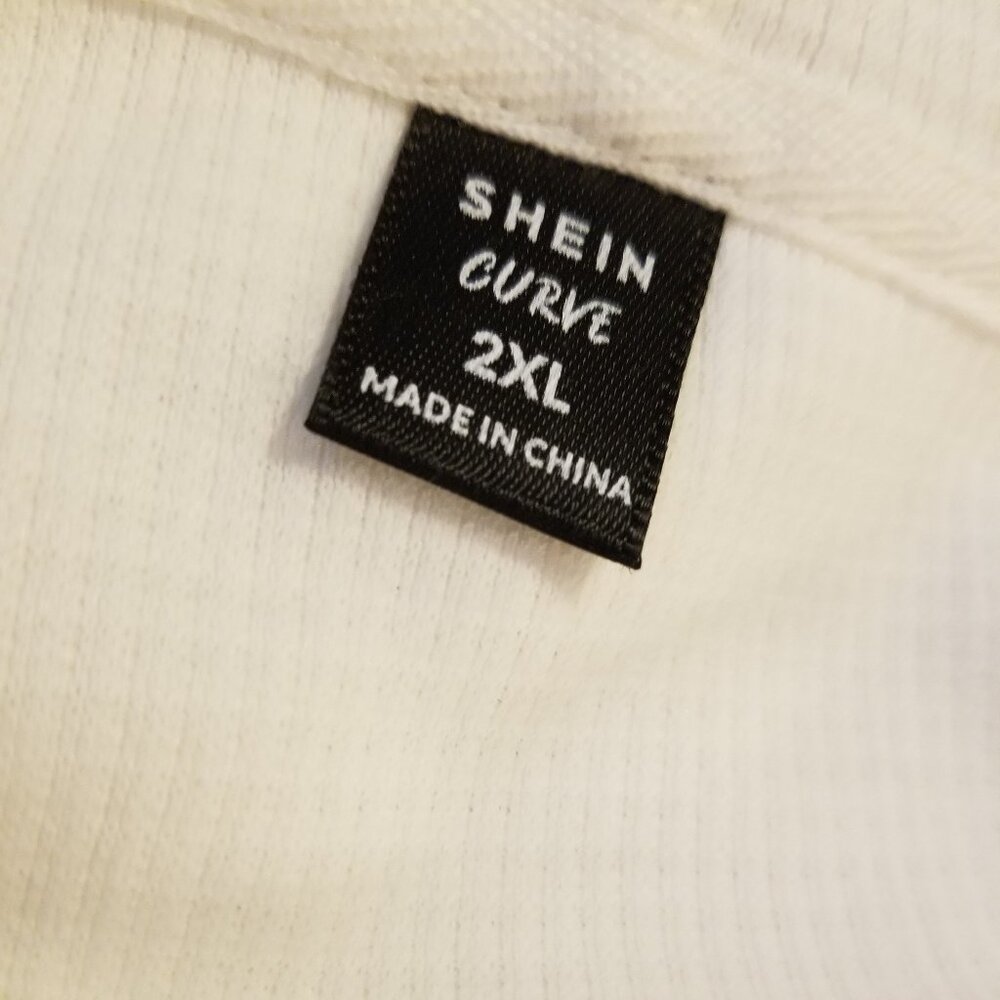 NWOT SHEIN White Crop-Top Waffle Hoodie - Picture 3 of 3
